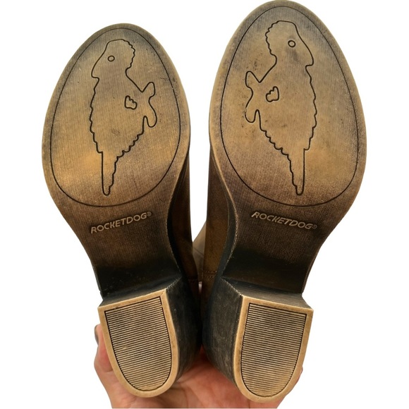 Rocket Dog Brown Faux Leather Pull On Heeled Booties - Picture 9 of 9